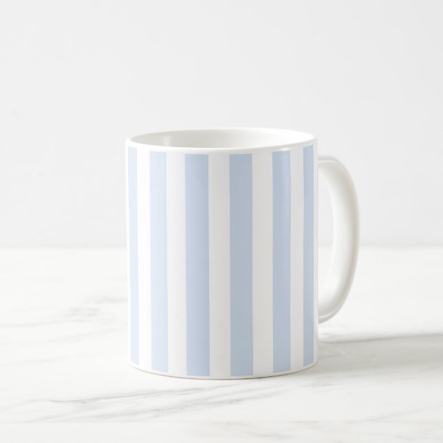 Taza De Café Rayas de caramelo azul pálido y blanco (Anverso derecho)