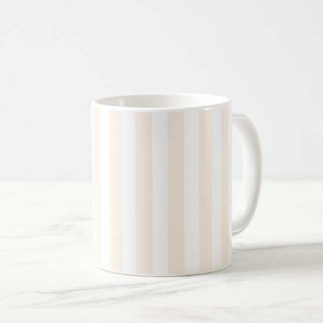 Taza De Café Rayas de caramelo beige y blanco (Anverso derecho)