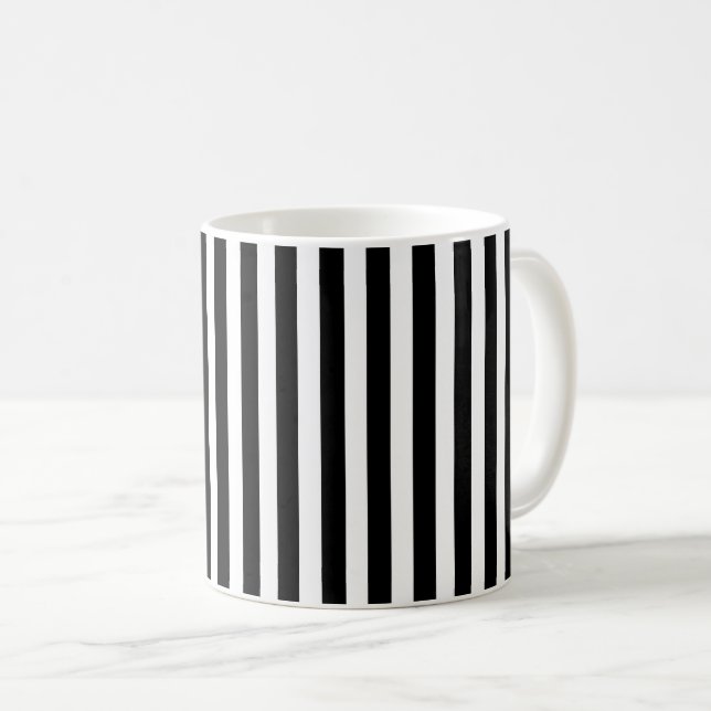 Taza De Café Rayas de caramelo blanco y negro (Anverso derecho)