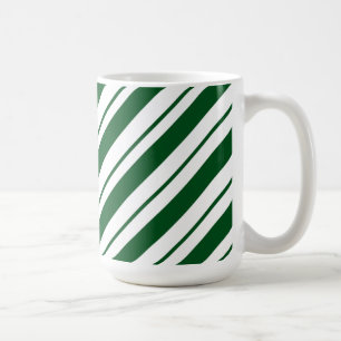Taza De Café Rayas de Caramelo de Navidad en Verde y Blanco