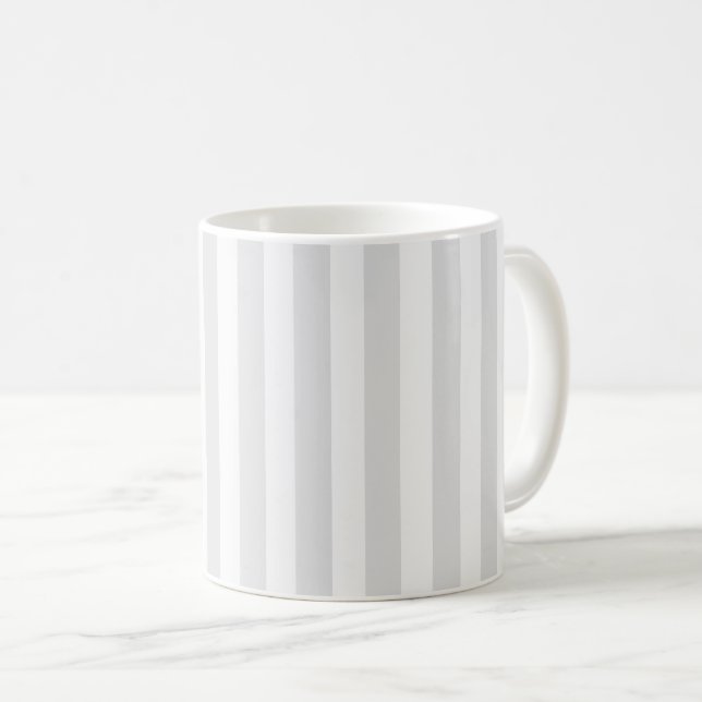 Taza De Café Rayas de caramelo gris claro y blanco (Anverso derecho)