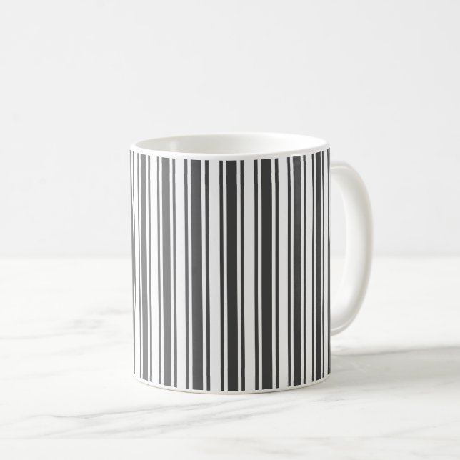 Taza De Café Rayas de caramelo gris y blanco (Anverso derecho)
