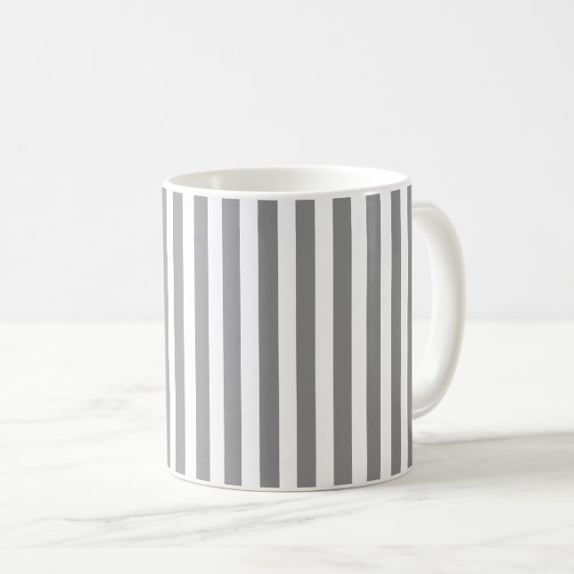 Taza De Café Rayas de caramelo gris y blanco (Anverso derecho)