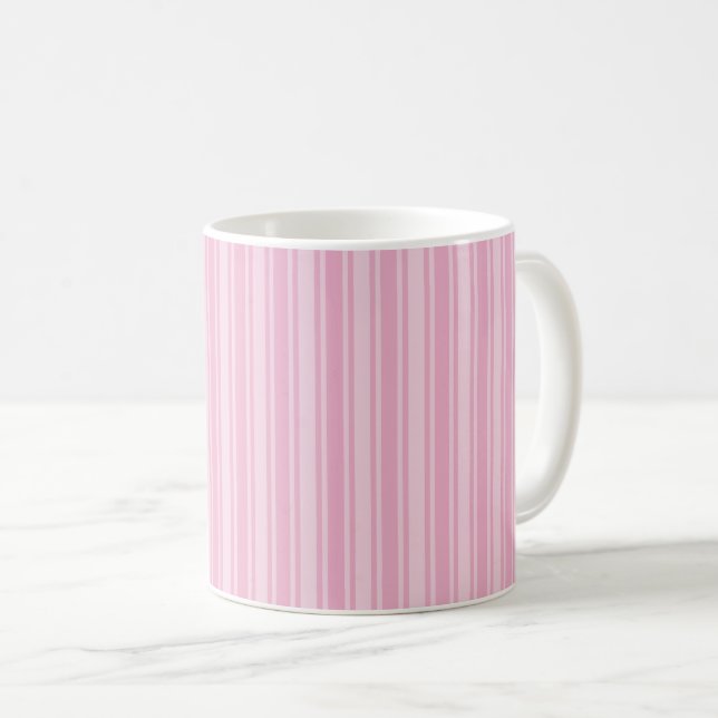 Taza De Café Rayas de caramelo rosa pálido (Anverso derecho)