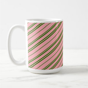 Taza De Café Rayas de caramelo rosa y verde