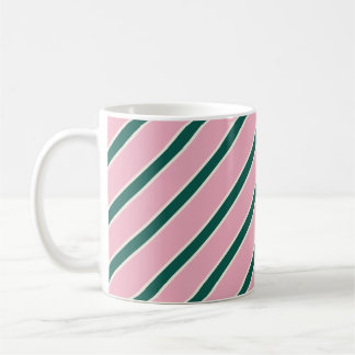 Taza De Café Rayas de Caramelo Rosadas y Verdes
