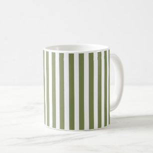 Taza De Café Rayas de caramelo verde oliva y blanco