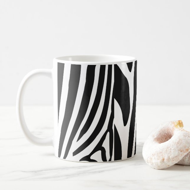 Taza De Café Rayas de cebra en blanco y negro (Con donut)