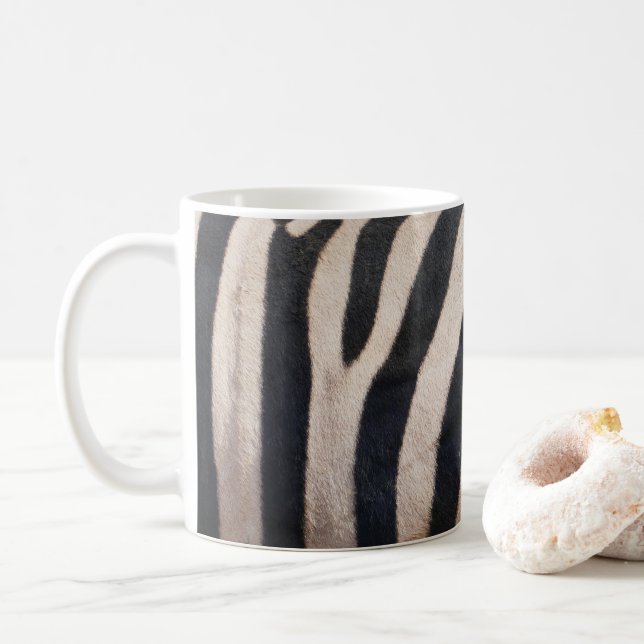 Taza De Café Rayas de cebra en blanco y negro (Con donut)