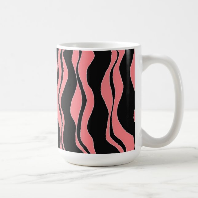 Taza De Café Rayas de cebra negras y rosadas (Derecha)