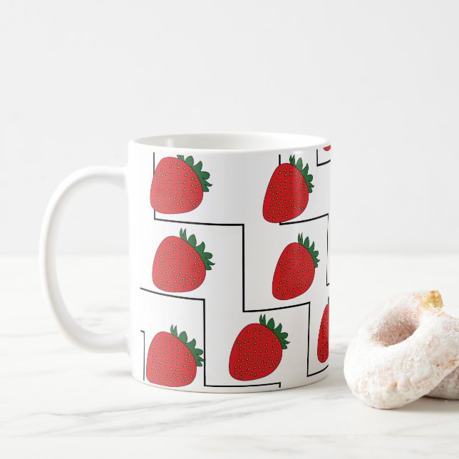 Taza De Café Rayas de Chevron de Fresa (Con donut)