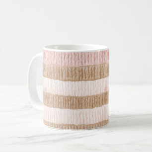 Taza De Café Rayas de color beige crema rosa