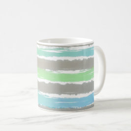 Taza De Café Rayas de color gris de la deriva azul verde