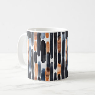 Taza De Café Rayas de color naranja oxidado y azul marino