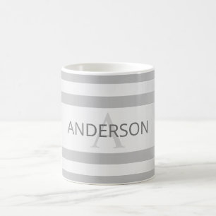 Taza De Café Rayas de color negro de plata contemporánea