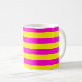 Taza De Café Rayas De Color Rosa Y Amarillo Canario Caliente