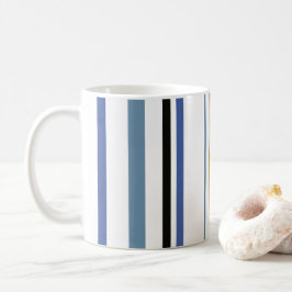 Taza De Café Rayas de Colores de Playa Azul Oro y Blanco