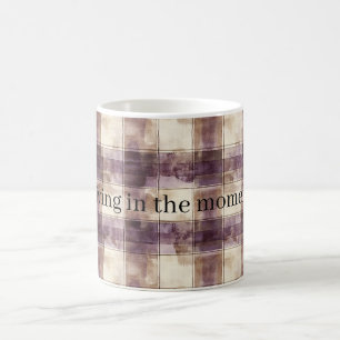Taza De Café Rayas de Crema Beige Purpura