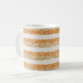Taza De Café Rayas de Crema Brillo Naranja Dorado