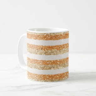 Taza De Café Rayas de Crema Brillo Naranja Dorado 