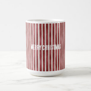 Taza De Café Rayas de Crema Rojizas Navidad