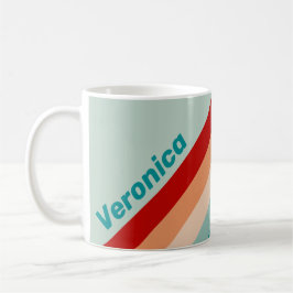 Taza De Café Rayas de Cristal Marino Pálido con Nombre