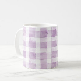 Taza De Café Rayas de Cuadro Escocés Morado Blanco