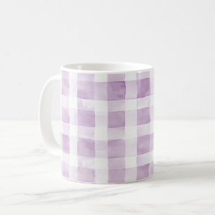Taza De Café Rayas de Cuadro Escocés Morado Blanco