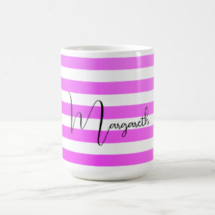 Taza De Café Rayas de degradado púrpura de neón personalizadas