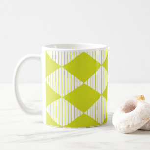 Taza De Café Rayas de diamante verde geométrico