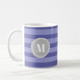 Taza De Café Rayas de guijarro perpendicular morado Monograma