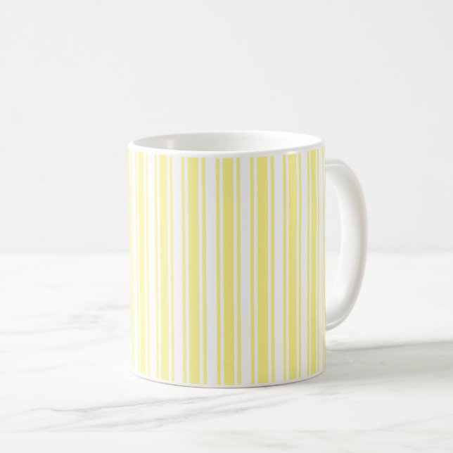Taza De Café Rayas de limón amarillo y blanco (Anverso derecho)