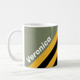 Taza De Café Rayas de Luz Nocturna de Oliva con Nombre