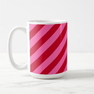Taza De Café Rayas de menta navideñas rosadas y rojas