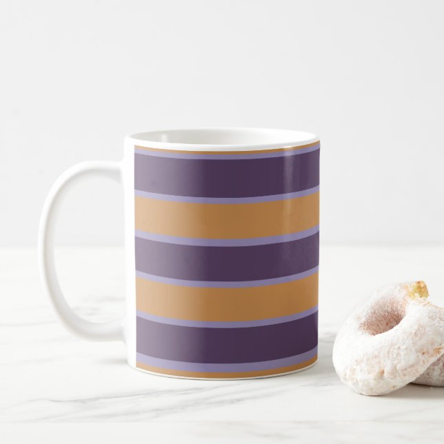 Taza De Café Rayas de Naranja púrpura (Con donut)