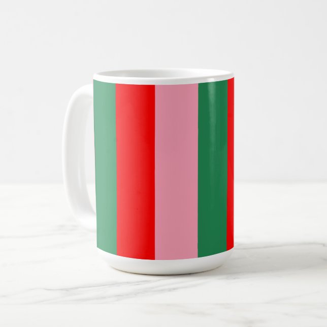 Taza De Café Rayas de Navidad Contemporáneas  (Anverso izquierdo)