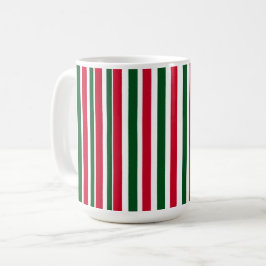 Taza De Café Rayas de Navidades de canto rojo y verde