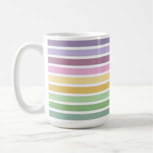 TAZA DE CAFÉ RAYAS DE PASCUA AMARILLO VERDE ROSADO MORADO