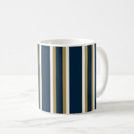 Taza De Café Rayas de polo irlandés azul y dorado 