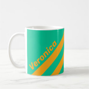 Taza De Café Rayas de Ponche Tropical Retro con Nombre