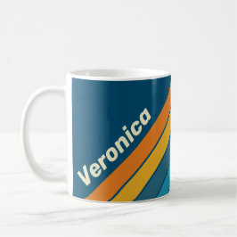 Taza De Café Rayas de Sol Azul con Nombre