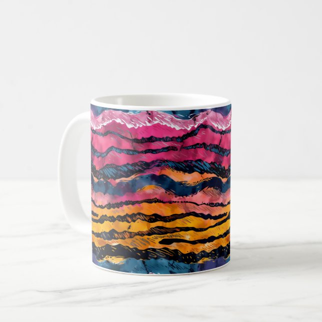 Taza De Café Rayas de tigre de arcoiris acuáticas (Anverso izquierdo)