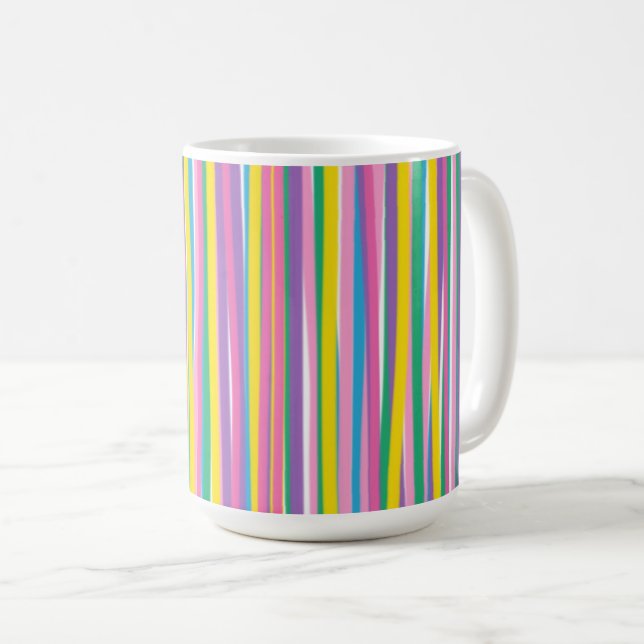 Taza De Café Rayas de verano verticales brillantes (Anverso derecho)