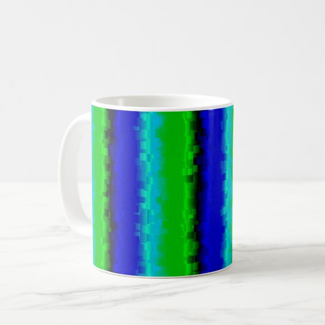 Taza De Café Rayas de vidrio roto azul verdoso (Anverso izquierdo)