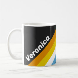Taza De Café Rayas del Anochecer de Carbón con Nombre