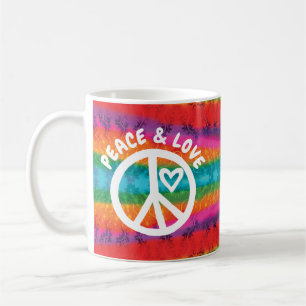 Taza De Café Rayas del teñido anudado de la paz y del amor