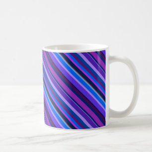 Taza De Café Rayas diagonales en azul y púrpura