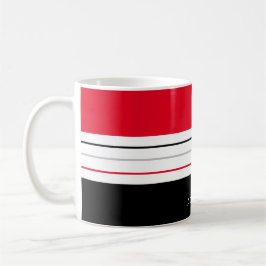 Taza De Café Rayas grises negras rojas
