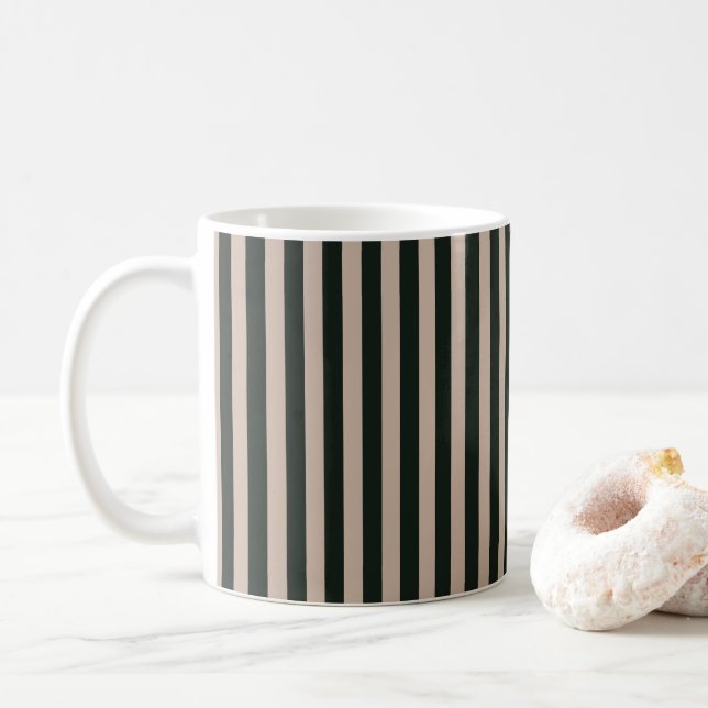 Taza De Café Rayas grises verde oscuro  (Con donut)