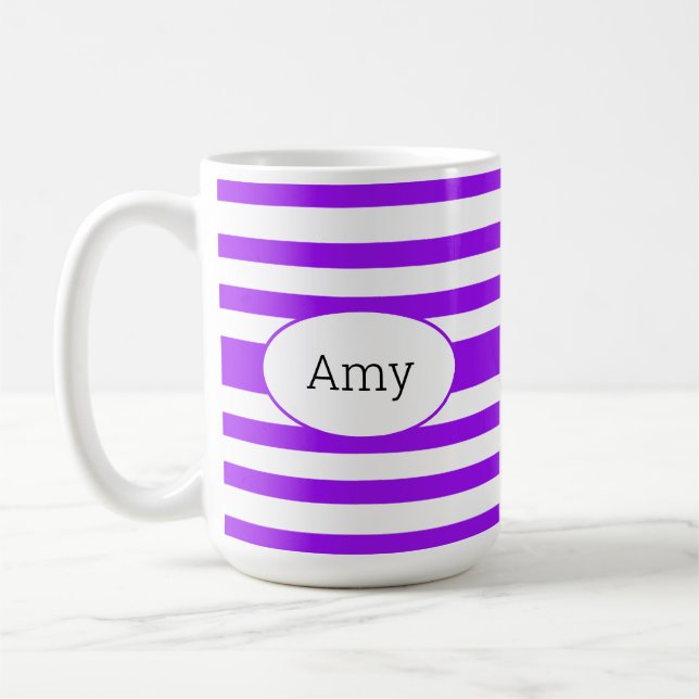 Taza De Café Rayas gruesas púrpura y blanca (Izquierda)